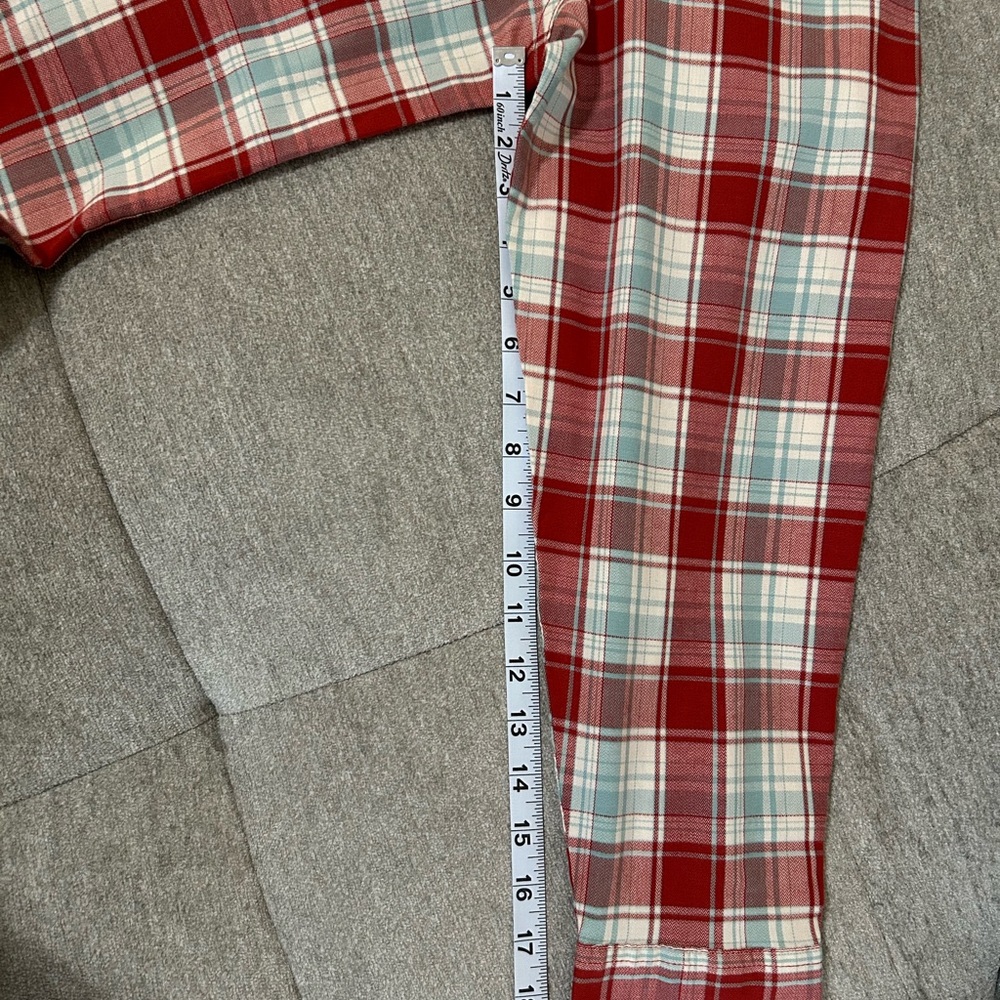 Wrangler Men's Red and Light Blue Plaid Shirt - Picture 9 of 9